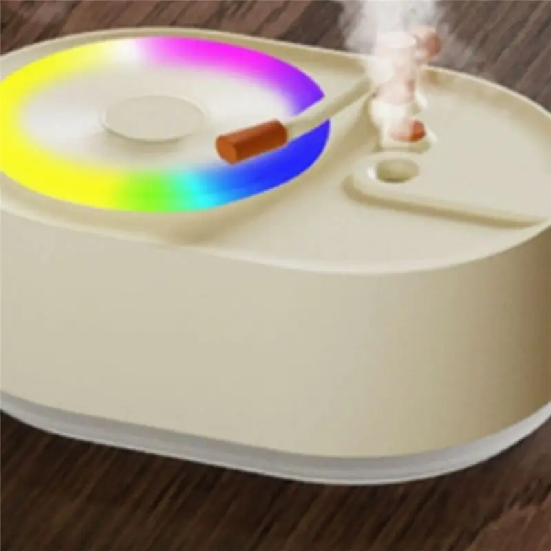 Removable Mini USB Portable Retro Record Player Cool Mist Air Humidifier Essential Oil Aroma Diffuser With Led