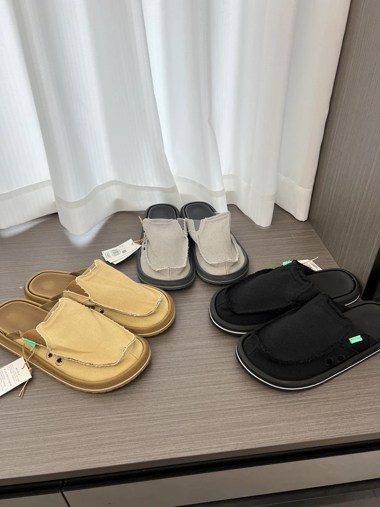 

Men's Summer Breathable Lightweight Canvas Slip-On Casual Themed Toe-Post Slippers Large Sizes Available Comfortable Casual S...