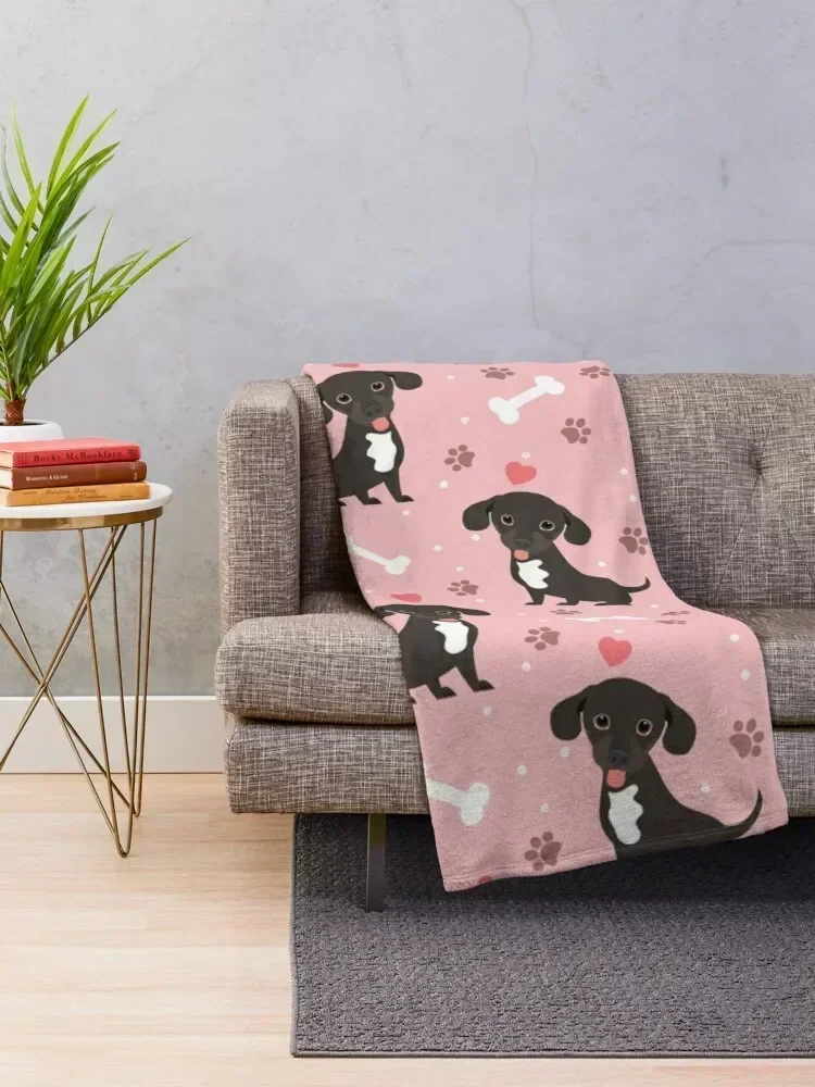 LOVE Black and White Chiweenie dachshund chihuahua mix Throw Blanket Sofa Throw Thermal Retros Blankets