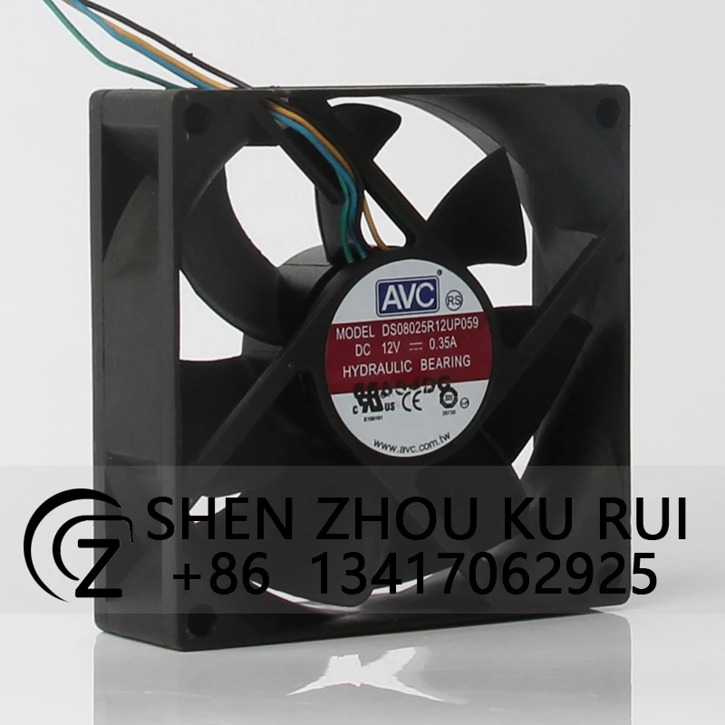 Case Cooling Fan 4-wire PWM Ventilation Axial Flow Exhaust Industrial DC12V 0.35A EC AC 80x80x25mm 8CM 8025 DS08025R12UP059