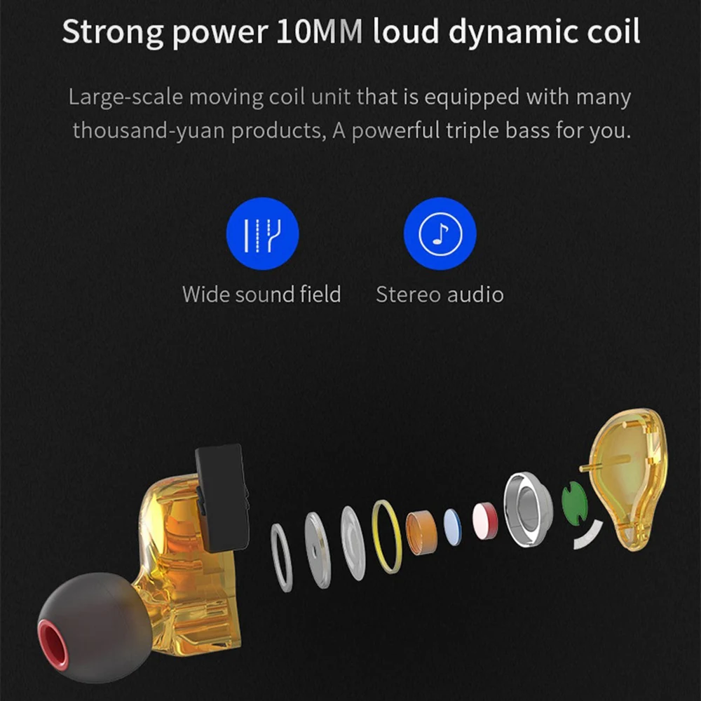QKZ AK6 Sports Earphones 3.5Mm In-Ear Monitor Dual-Magnet Driver With Microphone Headset Music Earbuds Headset-AB01