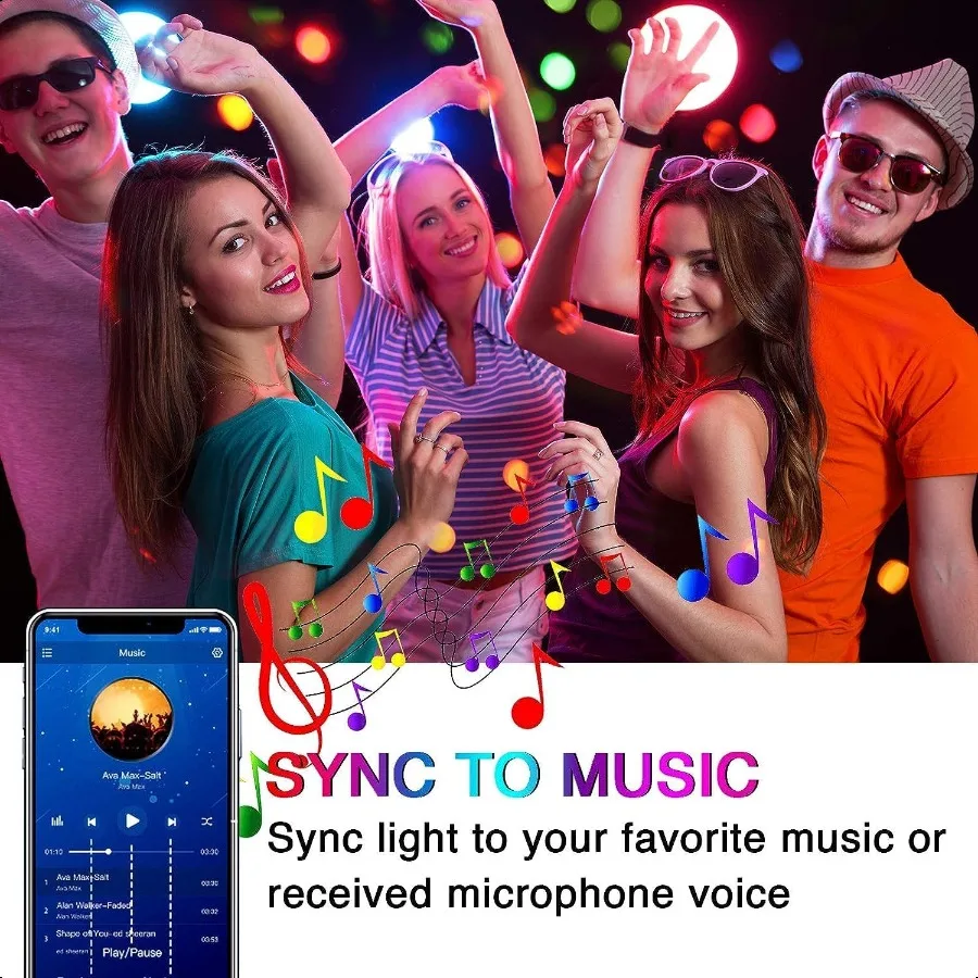 Taśmy LED 30m (2 rolki po 15m) Bluetooth+IR RGB Zmieniające Kolor Światła LED Inteligentna Aplikacja Synchronizacja z Muzyką do Sypialni Pokoju na Imprezę