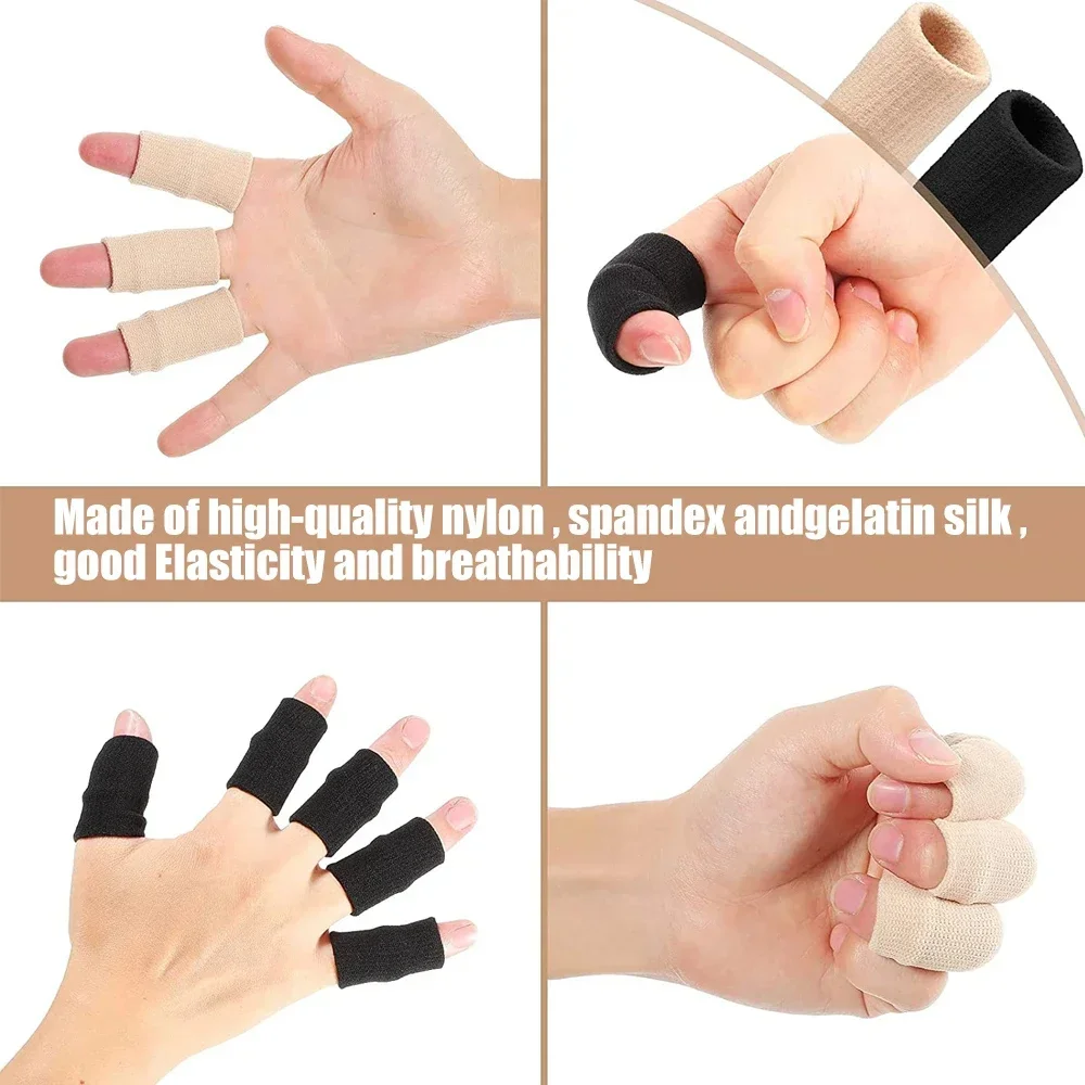 10PCS Finger Protection Arthritis Support Thumb Brace Protector Finger Guard Fitness Sport Basketball Gym Elastic Finger Sleeves