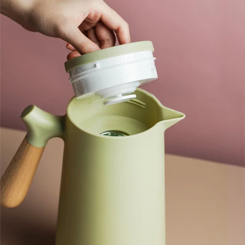 1L Large Capacity Kettle Household Coffee Pot Glass Liner Hot Water Jug Bottle Vacuum Flask Thermos Nordic Thermal Insulation