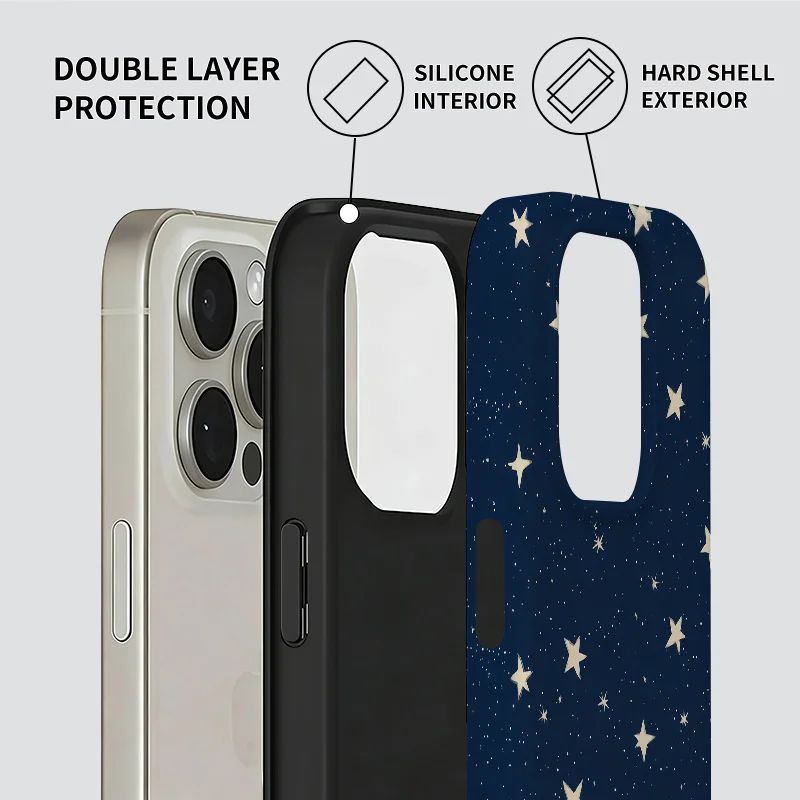 Star pattern Film With Blue background, Combined with Phone Case, Suitable for iPhone 17, 16, 15, 14, 13, 12, 11, etc.