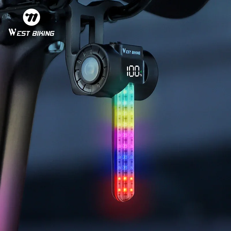 

WEST BIKING Bike Tail Light Smart Brake Sensing Multicolor Rear Light IPX6 Waterproof LED Charging Taillight Cycling Accessories