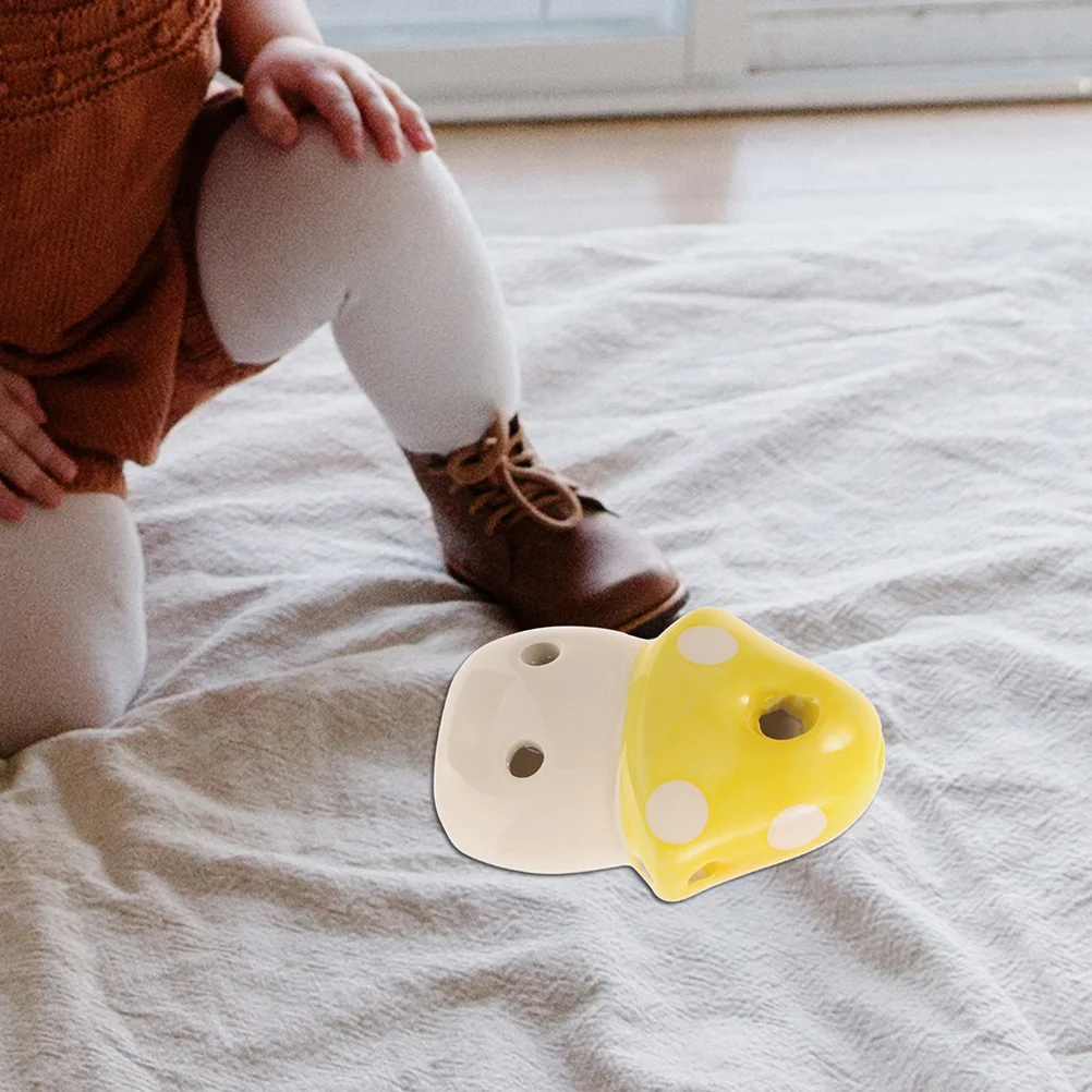 

6-Hole Ceramic Ocarina Mushroom Shape Portable Practice Musical Instrument for Kids Beginners Children Ocarina