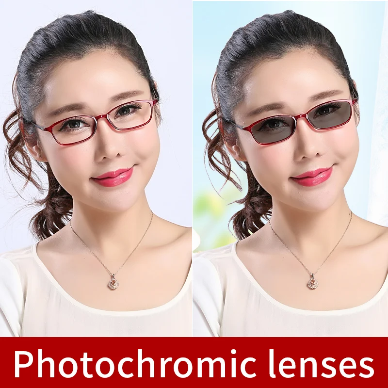 Photochromic Reading Sunglasses Ultra-light Small TR90 Full Frame, Anti UV Ray/Eye Strain/Glare Sun Readers for Women