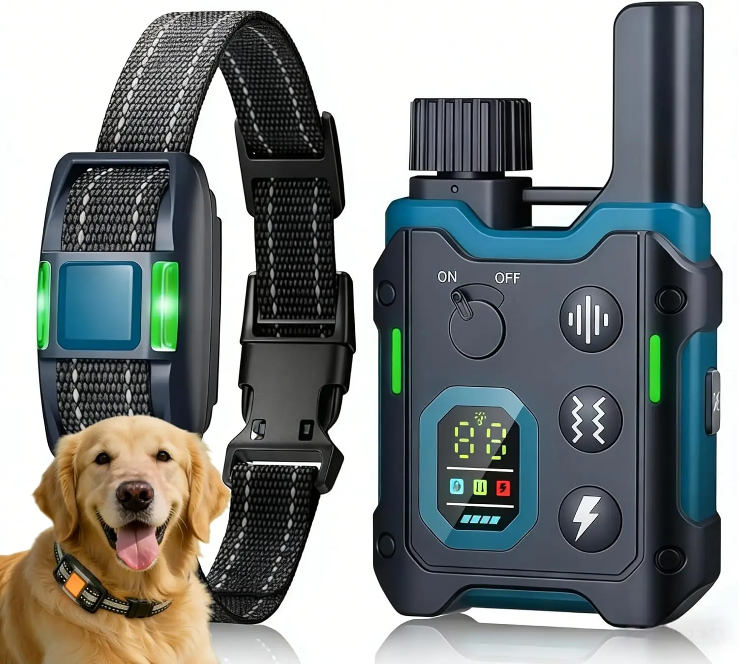 

Dog Shock Collar 3300FT Remote Training e-Collar, Waterproof Rechargeable with 4 Humane Modes & 2 LED Lights for Dogs 10-120lbs
