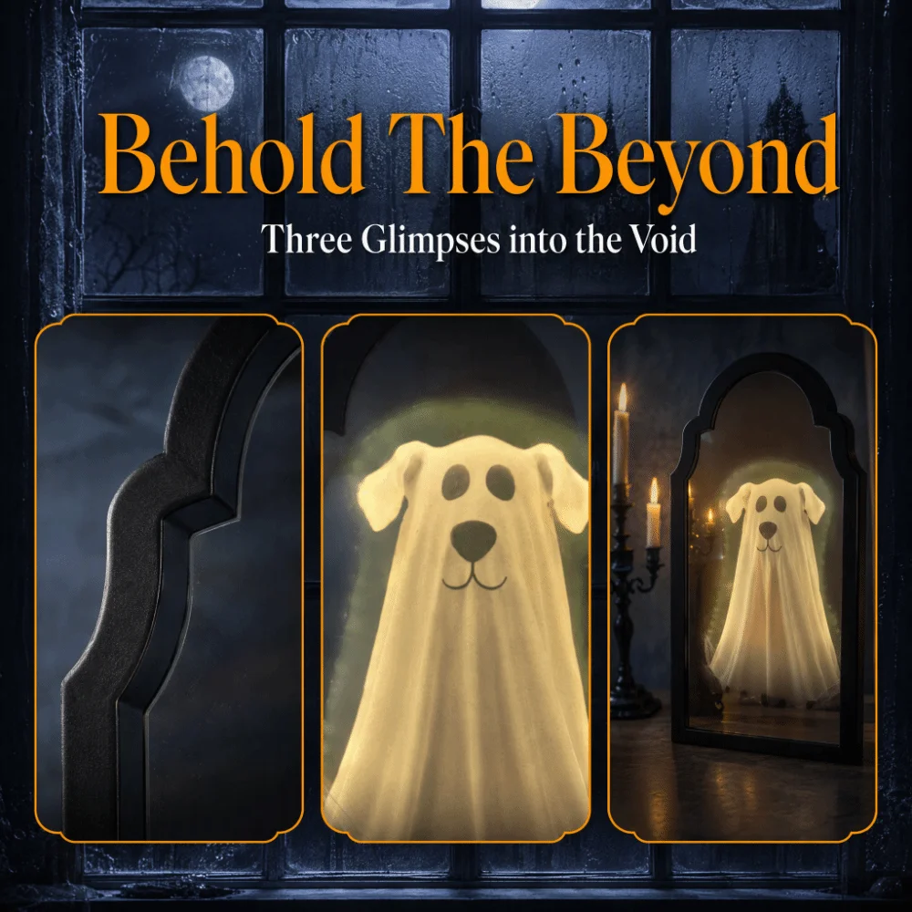 Light Up Ghost Wall Mirror Battery Operated Glowing LED Mirror Decor Ambient Lamp Wall Hanging Haunted House Ornament