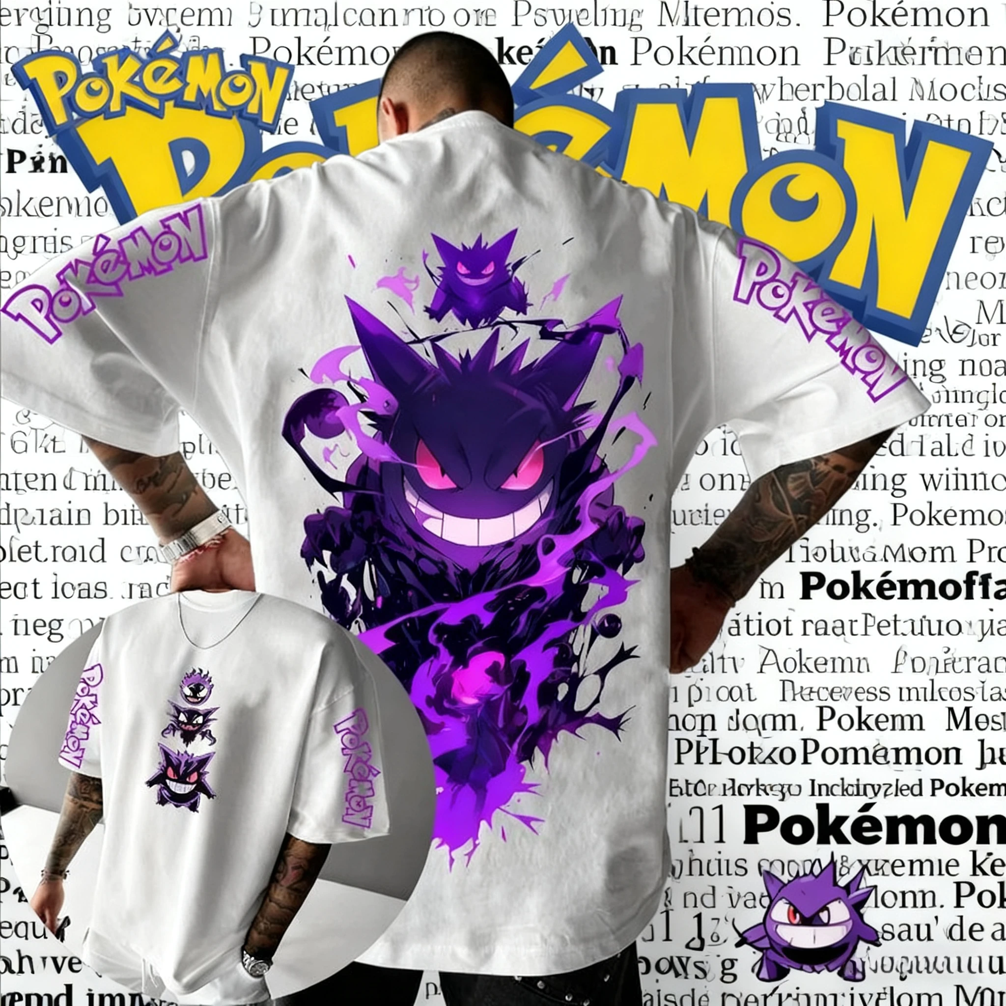 2025-verao-pokemon-anime-gengar-marca-100-algodao-puro-impresso-camiseta-masculina-harajuku-solto-casual-versatil-de-manga-curta-y2k