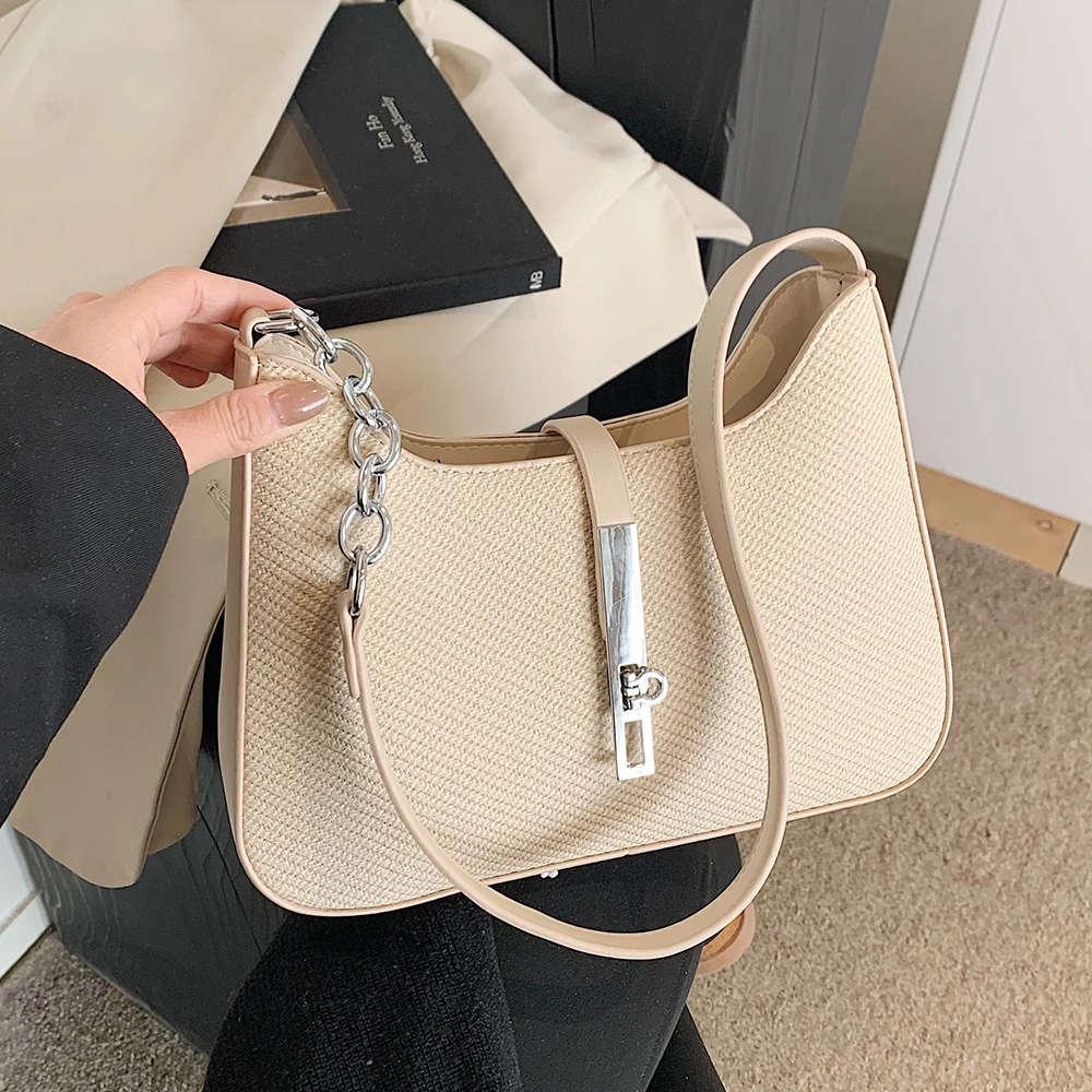 

Korean Style Solid Color Underarm Bag Women High End Handbags Simple Versatile Commuting Shoulder Bag Texture Niche Armpit Bag