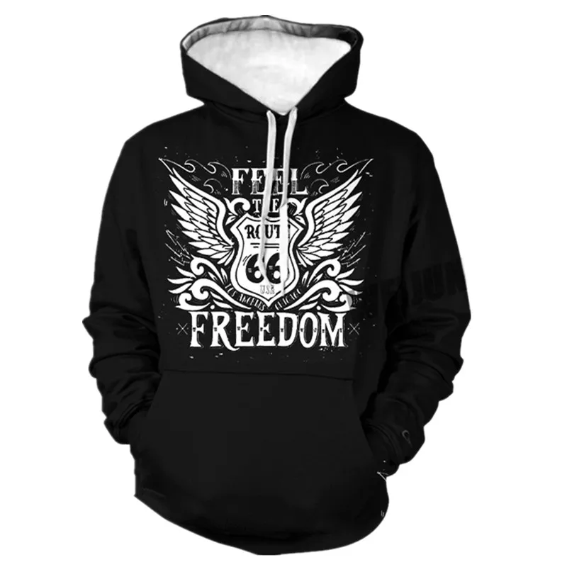 Route 66 Highway 3D Printed Hoodie Hoodies Men's Sweatshirt Fashion America 66 Letters Hooded Streetwear Men Clothing XXS-6XL