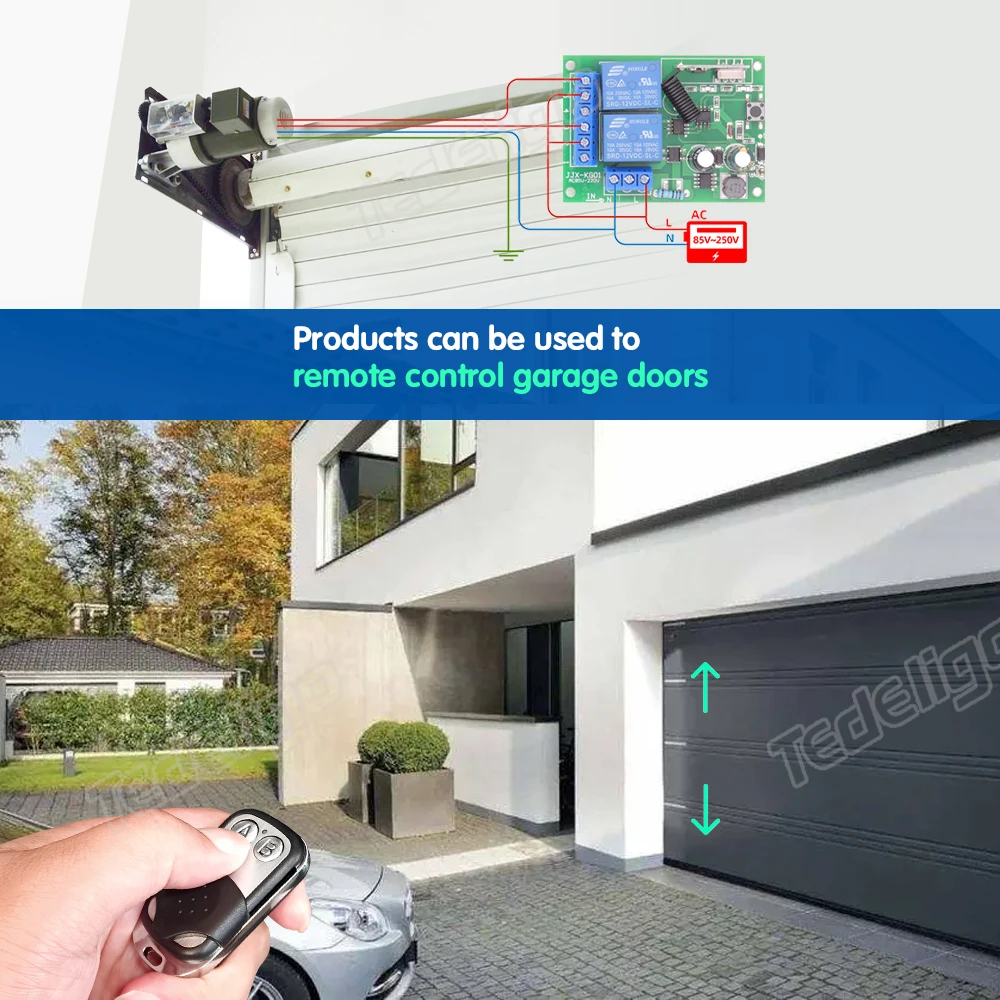 433 Mhz RF wireless Remote Control switch with relay AC110V 220V 2CH Receiver module+ AB Transmitter for Light,Door,Garage Motor