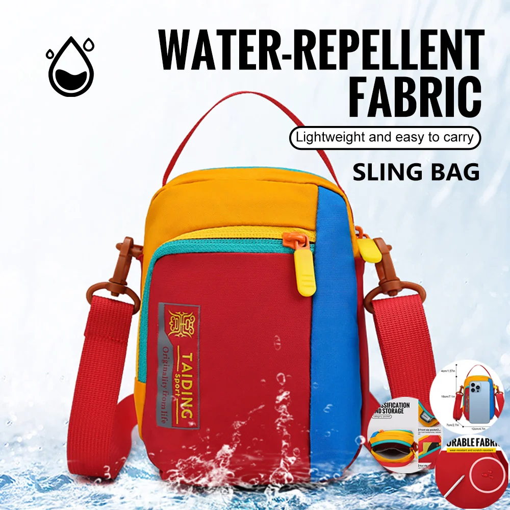 WRELS Sports Crossbody Bag Nylon Travel Lightweight Waterproof Shoulder Bag Large Capacity Adjustable Multi function Waist Bag
