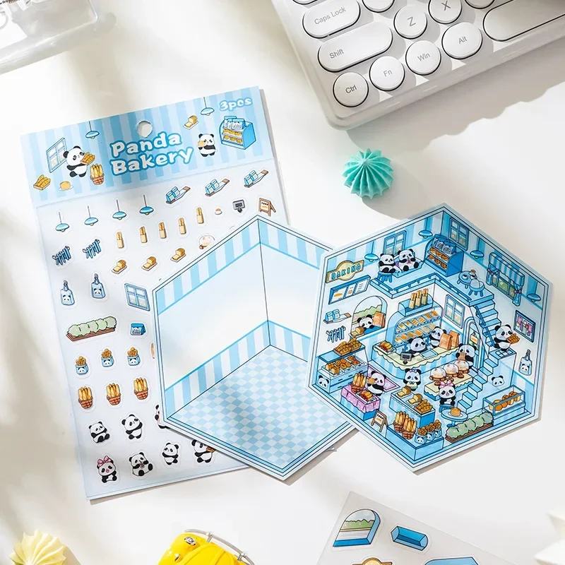 Girls DIY 3D Stickers Cute Landscaping Decoration PET Lifelike Scene Stacking Pasting Aesthetic Stickers for Craft Projects