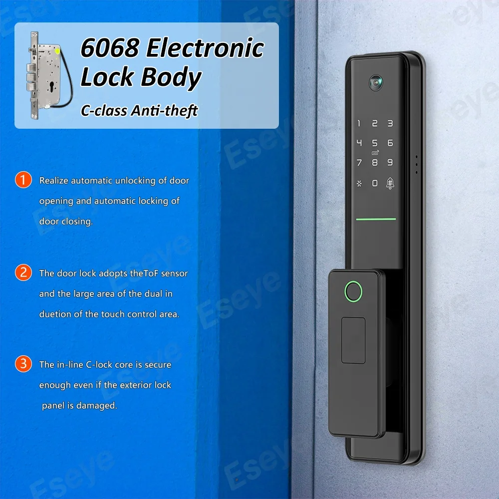 Eseye OEM/ODM Tuya App Remote Wifi Cerradura Inteligente NFC Automatic Smart Door Lock With 6068 Electronic Mortise Code