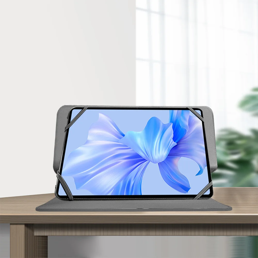 Fotografia 6: Capa para tablet de 9,7 polegadas, 10 polegadas, 10,1 polegadas, 11 polegadas, 11,5 polegadas.   Capa protetora universal de couro, tripla, com suporte.