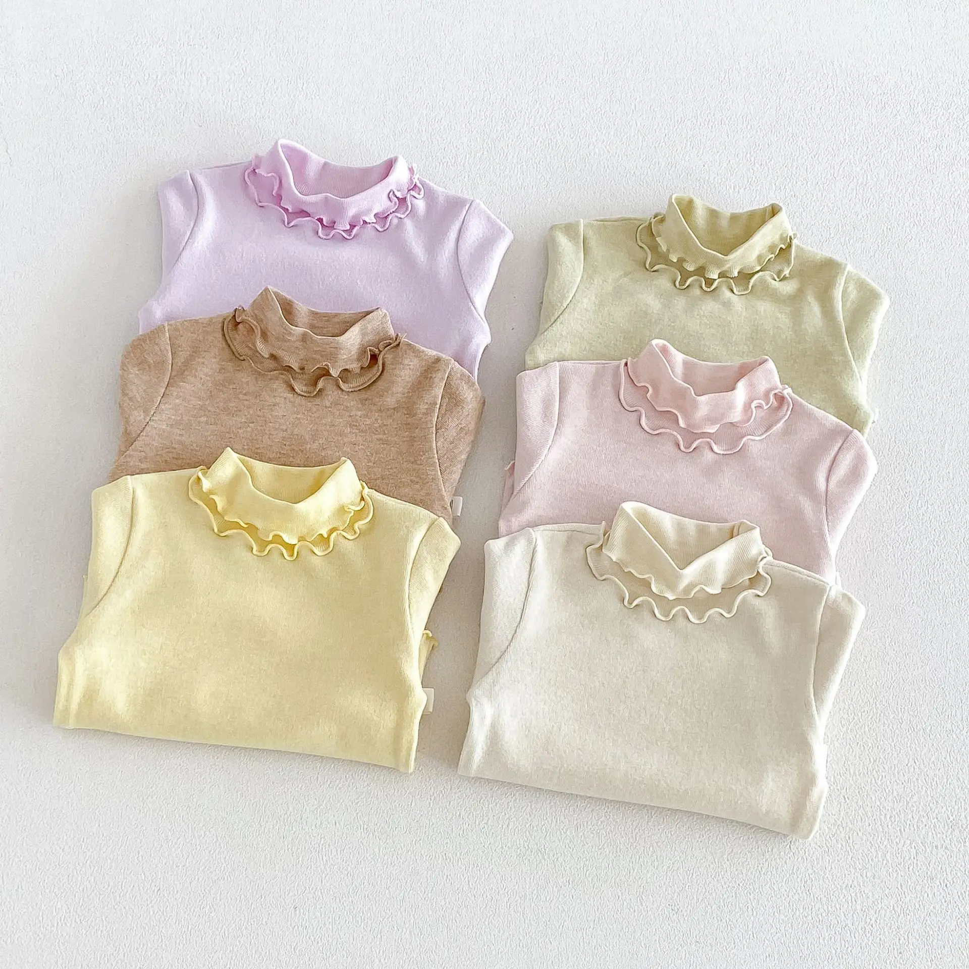 2026年新作、冬用、厚手の半ハイネックトップス（女の子向け）--暖かいベースレイヤーtシャツ--キュートなレイヤードシャツ
