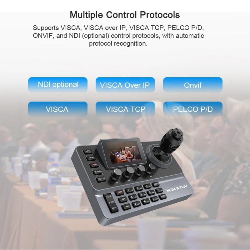 

HDKATOV PTZ Controller PTZ Camera Joystick Controller, PoE Network 4D PTZ Keyboard PELCO D/P RS232 RS485 for Church Broadcast