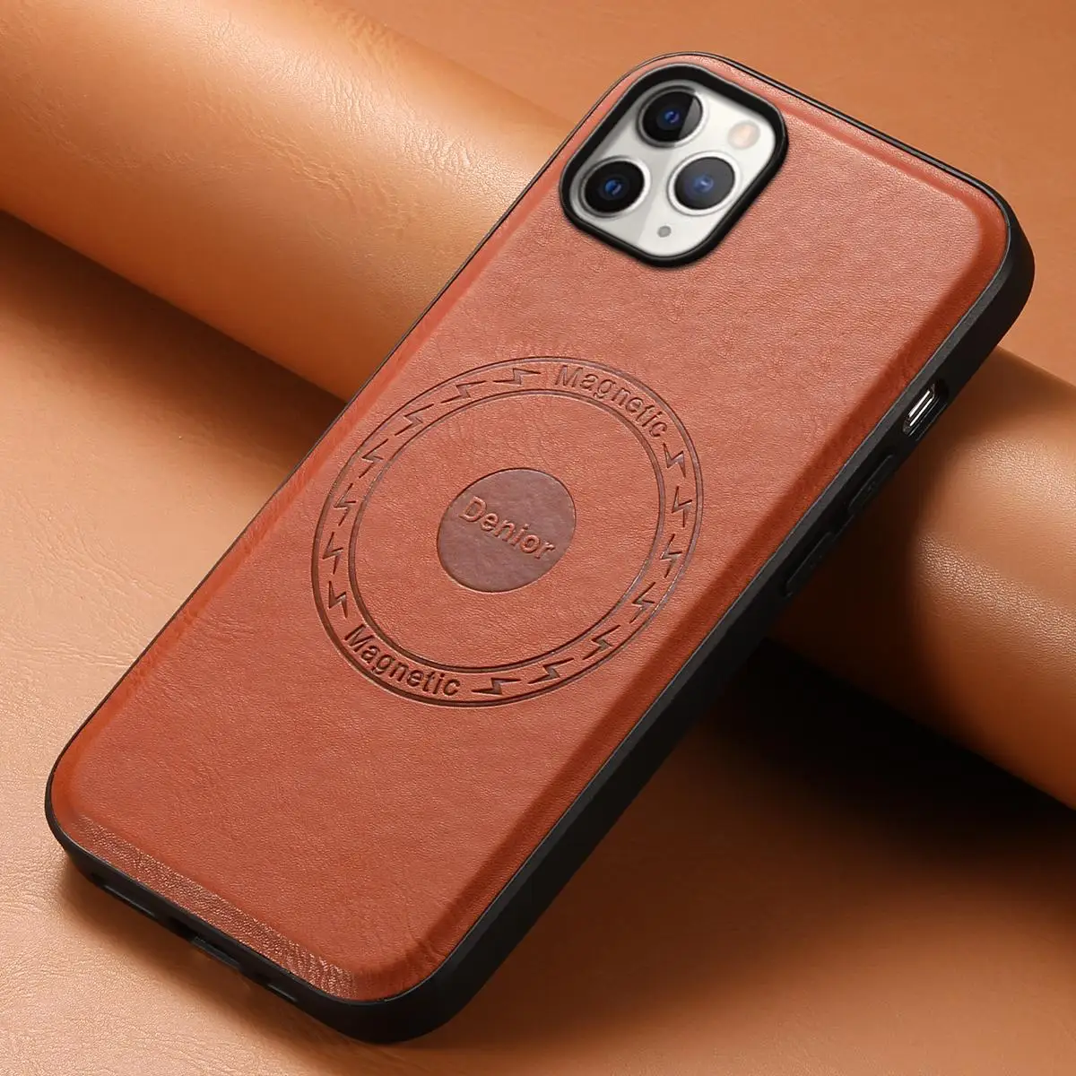 

Denior suitable for iPhone 11ProMax/X/XS/XR/XsMax/7/8Plus series simple PU leather Magsafe magnetic wireless charging phone case