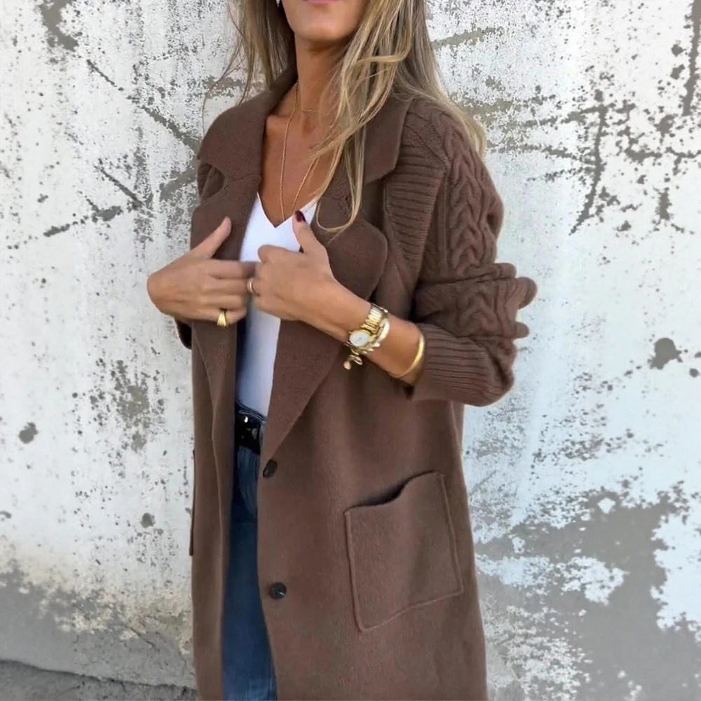 

Women's Cardigans Autumn Winter French Fashion 2025 Elegant Chic Plain Long Sleeve Open Front Casual Cardigans