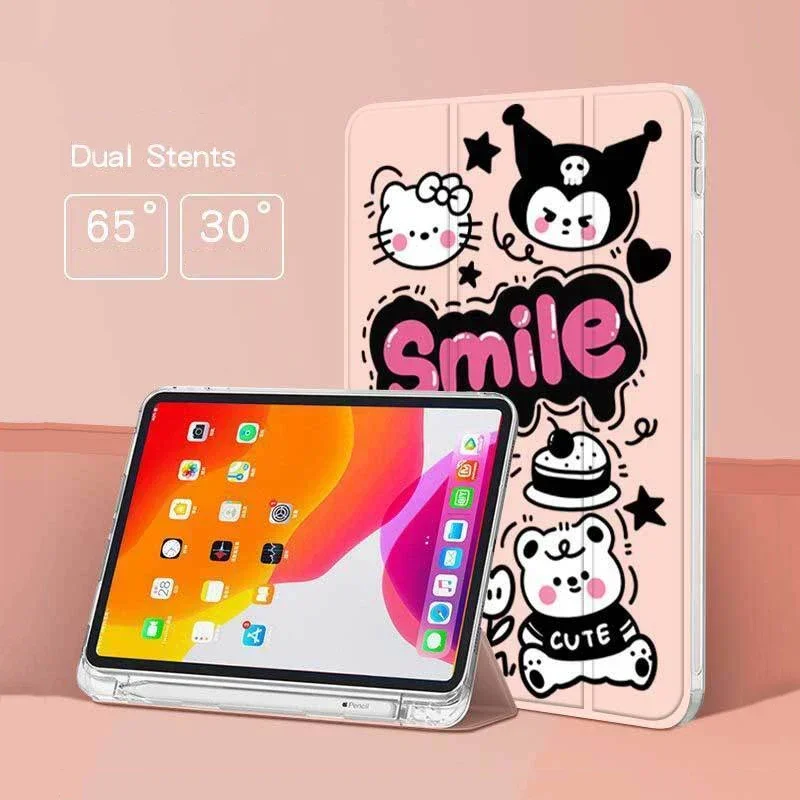 

Cartoon Cute Kuromi Case For 10th Generation 10.9in 9th 8th 7th 10.2in Case iPad Pro Air Stand Handle Case Mini 4 5 Funda Cover