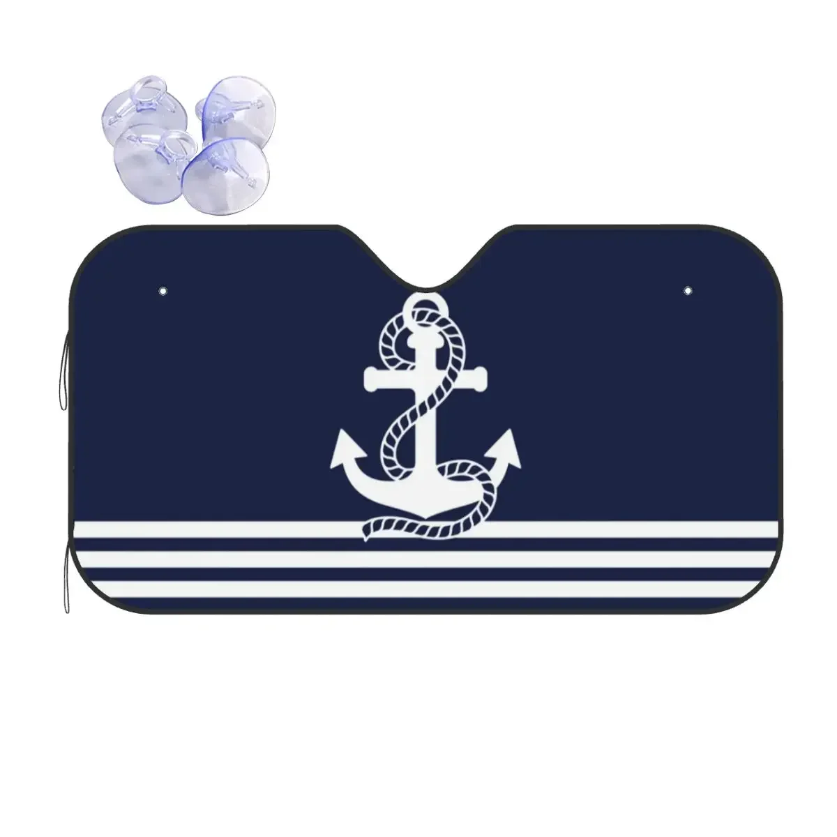 

Blue Nautical Anchor Rudr Navy Windshield Sunsha Marine Ocean Front Block Window Car Sunsha Ice Shield Dust Protection