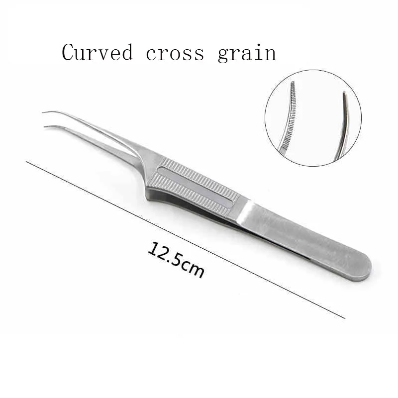 Stainless steel hair extractor hair follicle separation tweezers Curved straight platform hair extractor tweezers