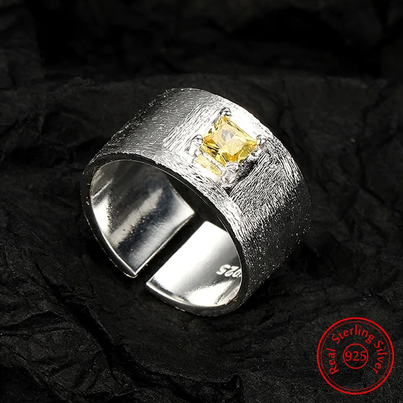 

Genuine 925 Sterling Silver Jewelry Yellow Crystal Zircon Ring For Woman Fashion FQL25120