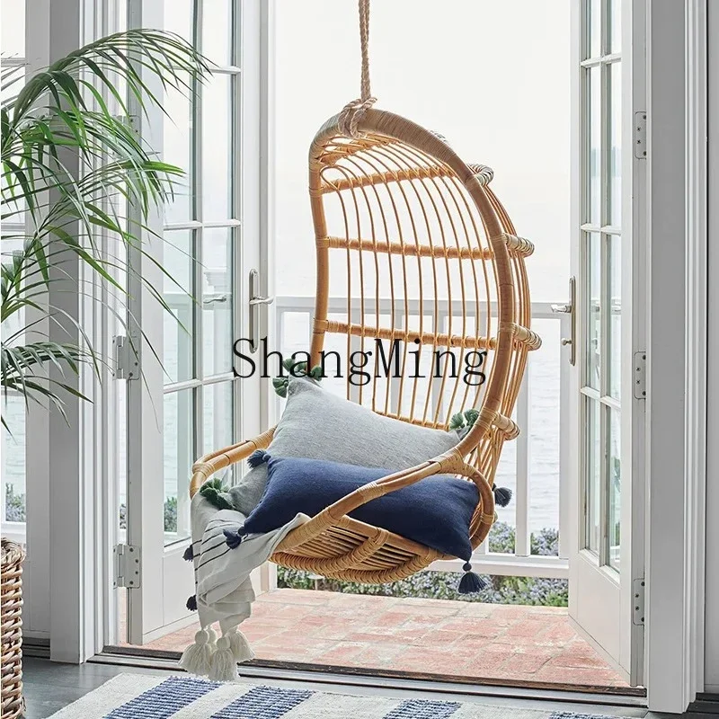 FG Premium Exquisite Hanging Rocking Chair Hanging Chair Swing Indoor Rattan Retro Handmade Hanging Basket Home Balcony