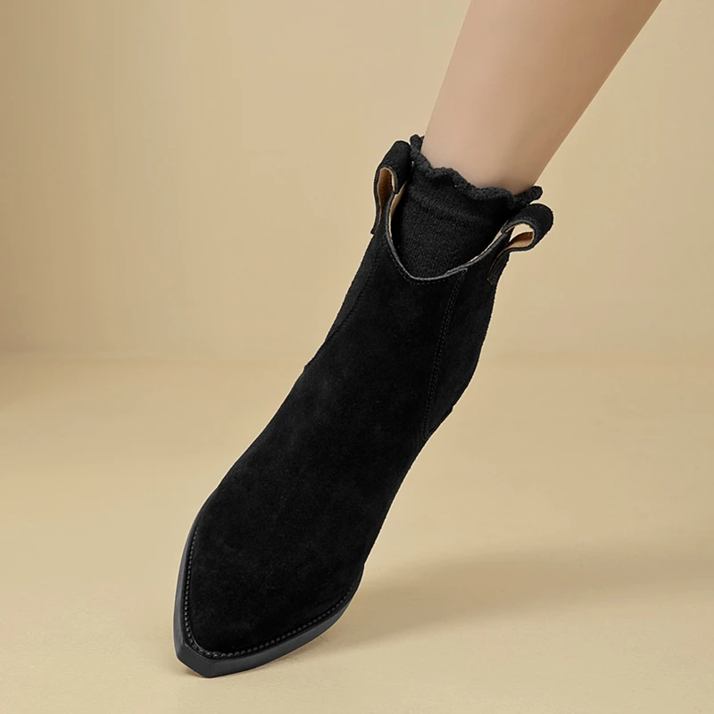 AIYUQI Damen-Stiefeletten 2026, neue Western-Cowboy-Stiefel mit spitzer Zehenpartie und Reißverschluss für Damen, Arbeitsstiefel mit Blockabsatz für Damen – Detail 15