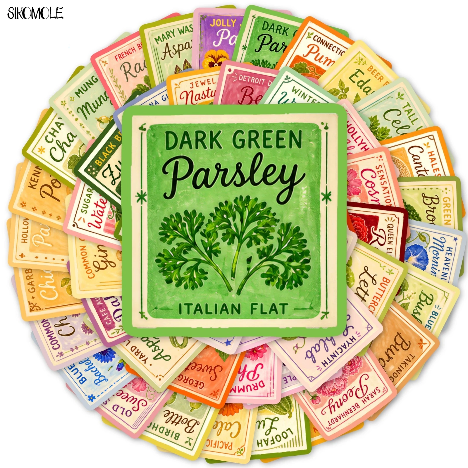 10/30/50PCS Vintage Vegetable Herb Flower Seed Label Stickers DIY Decor For Water Bottle Phone Laptop Luggage Craft Gift Sticker