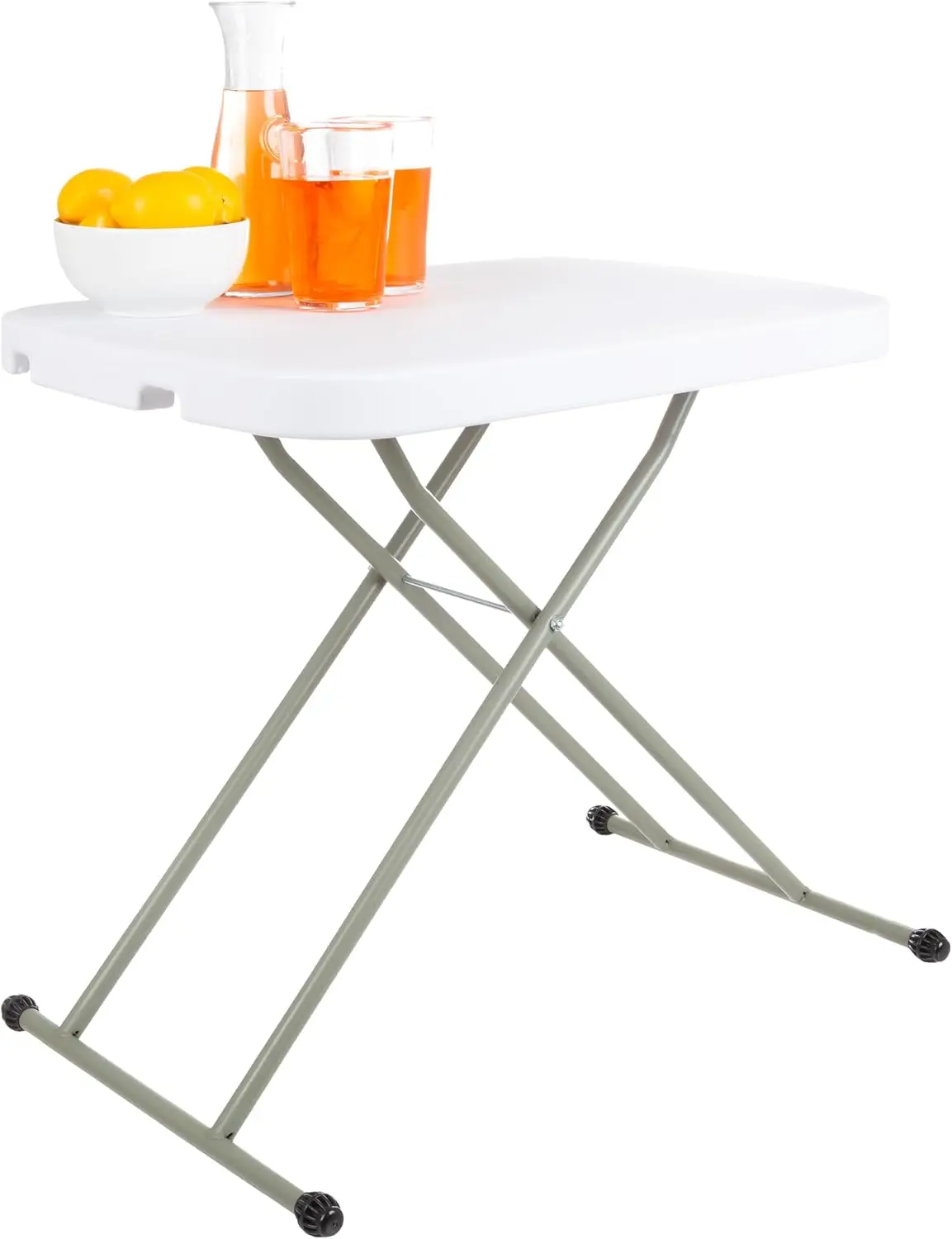 

Adjustable Height Folding Table - Lightweight Portable Desk for TV Tray, Cards, Crafts (White)