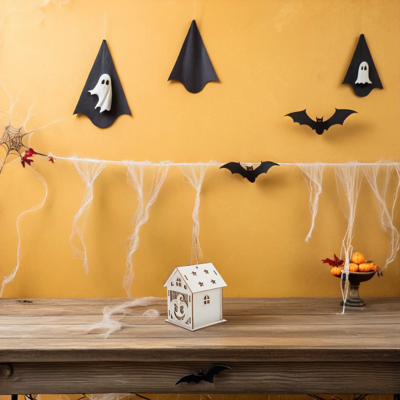 

3 Pcs Wooden Pumpkin Home Decor Halloween Crafts DIY Decorative Cute Room