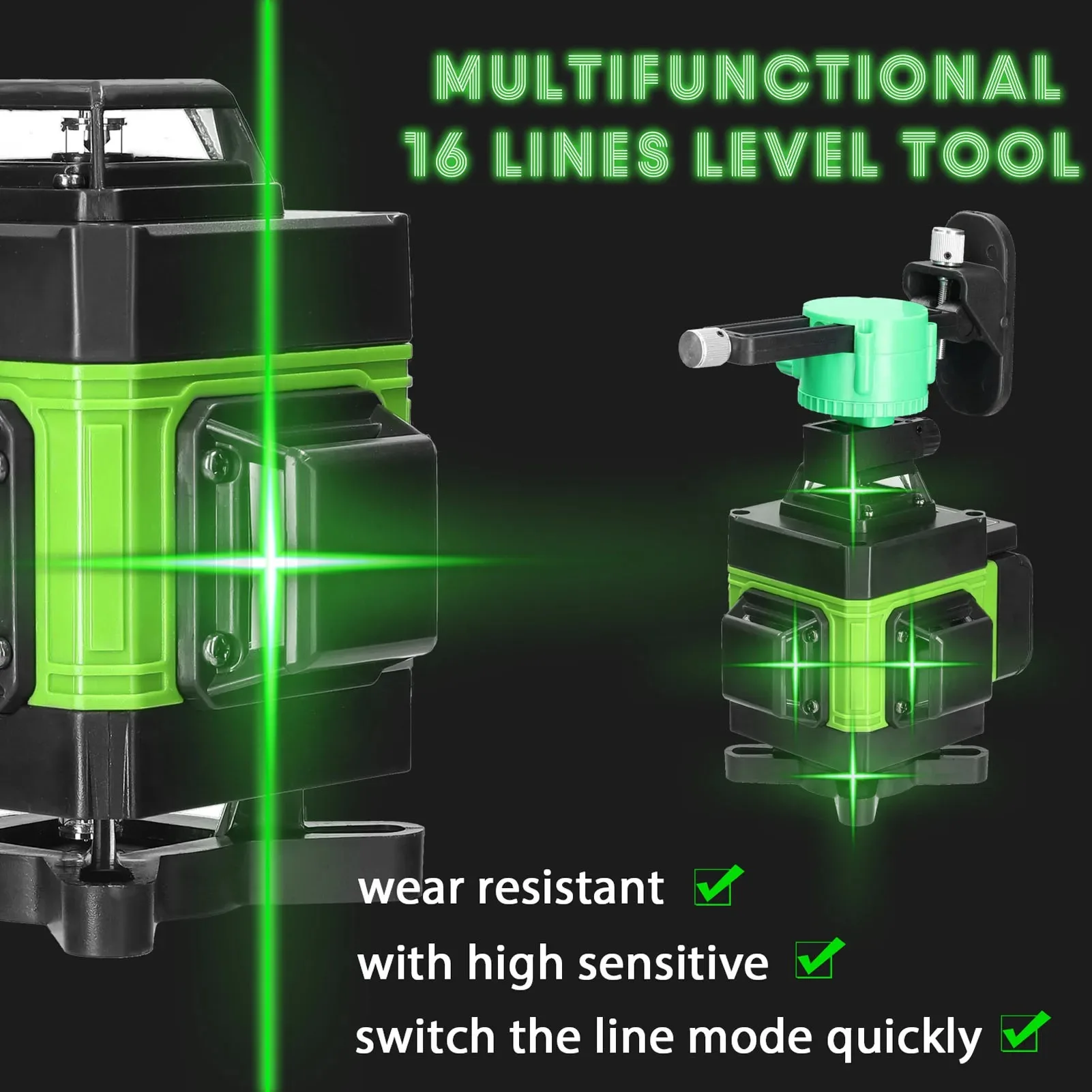 4D 16 Lines Multifunction Laser Level 360° Self-leveling Laser Level Machine USB Rechargeable Level Instrument with Tripod Stand