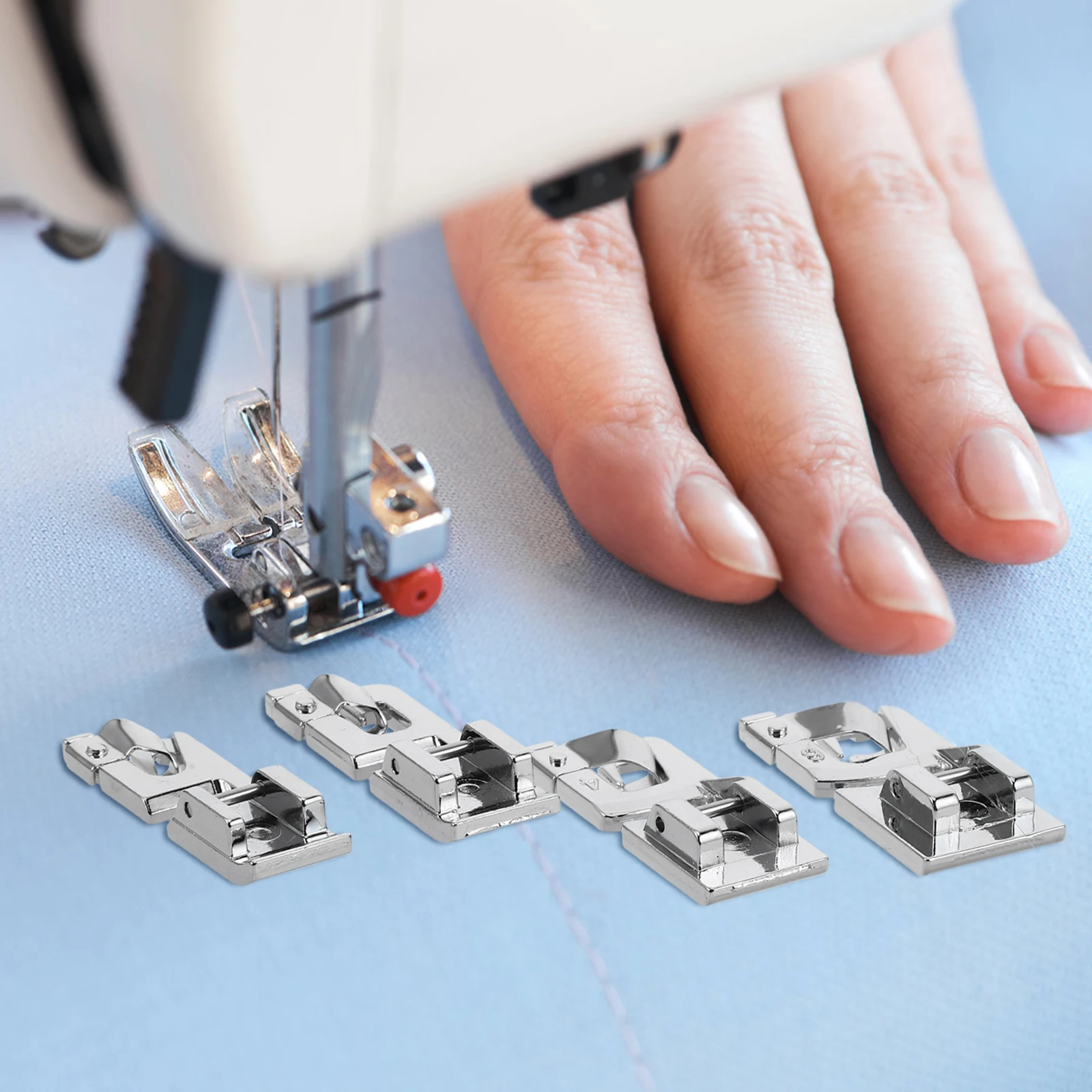 

4pcs Straight Stitch Presser Foot Set Machine Accessories Original Hemmer Kit For Home Sewing Machines Durable Zinc Alloy Zipper