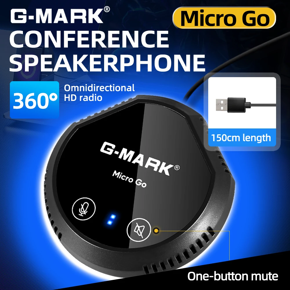 USB Microphone Speakers G-MARK Micro Go Conference Speakerphone Compatible with Leading Platforms Plug and Plays