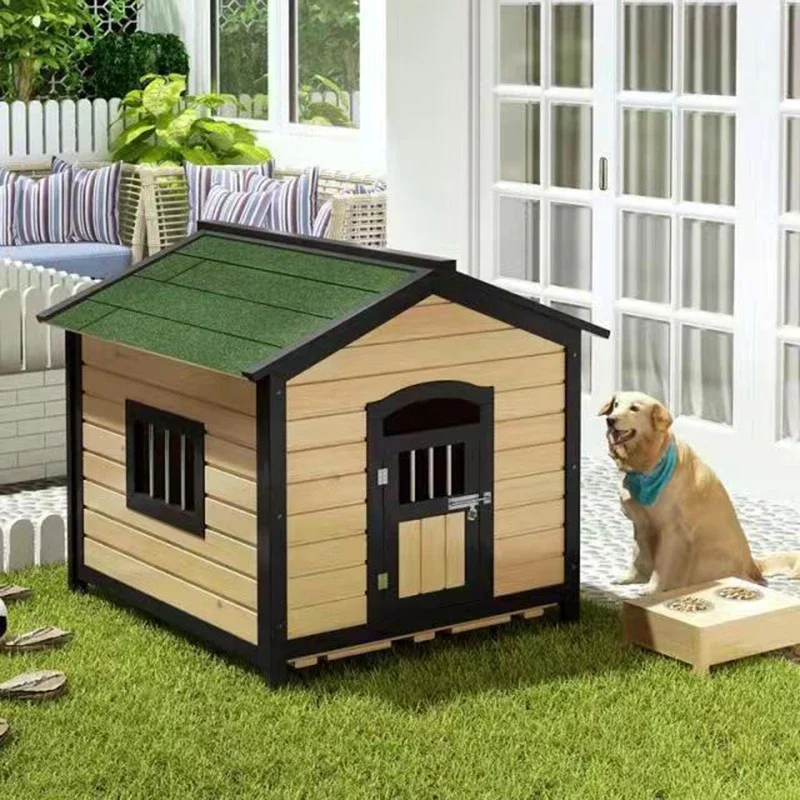 Wood Cat Accessories Dog House Indoor Toys Large Cage Cover Fence Playpens Dog House Door Villa  Dog Furniture