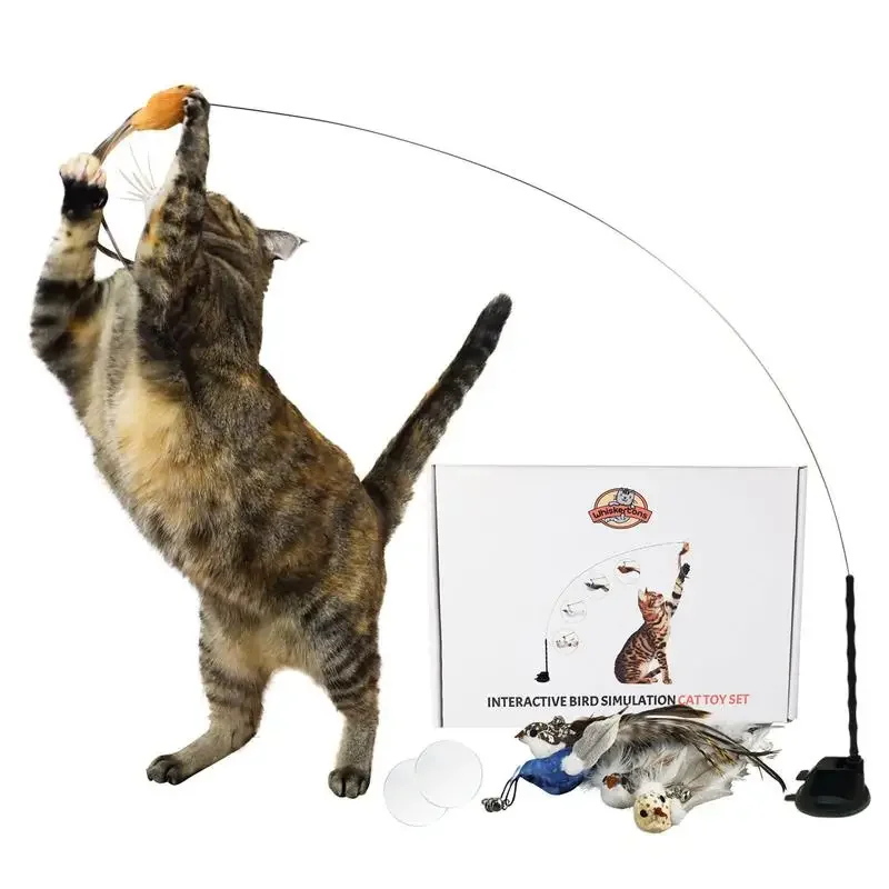 Whiskertons Interactive Bird Simulation Cat Toy Set | Realistic Bird Impression| Interactive Cat Toy