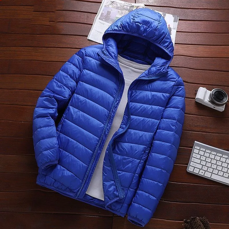 

Мужская повседневная свободная легкая хлопковая куртка с капюшоном, модная осенне-зимняя верхняя одежда, тонкая молодежная модная верхняя одежда