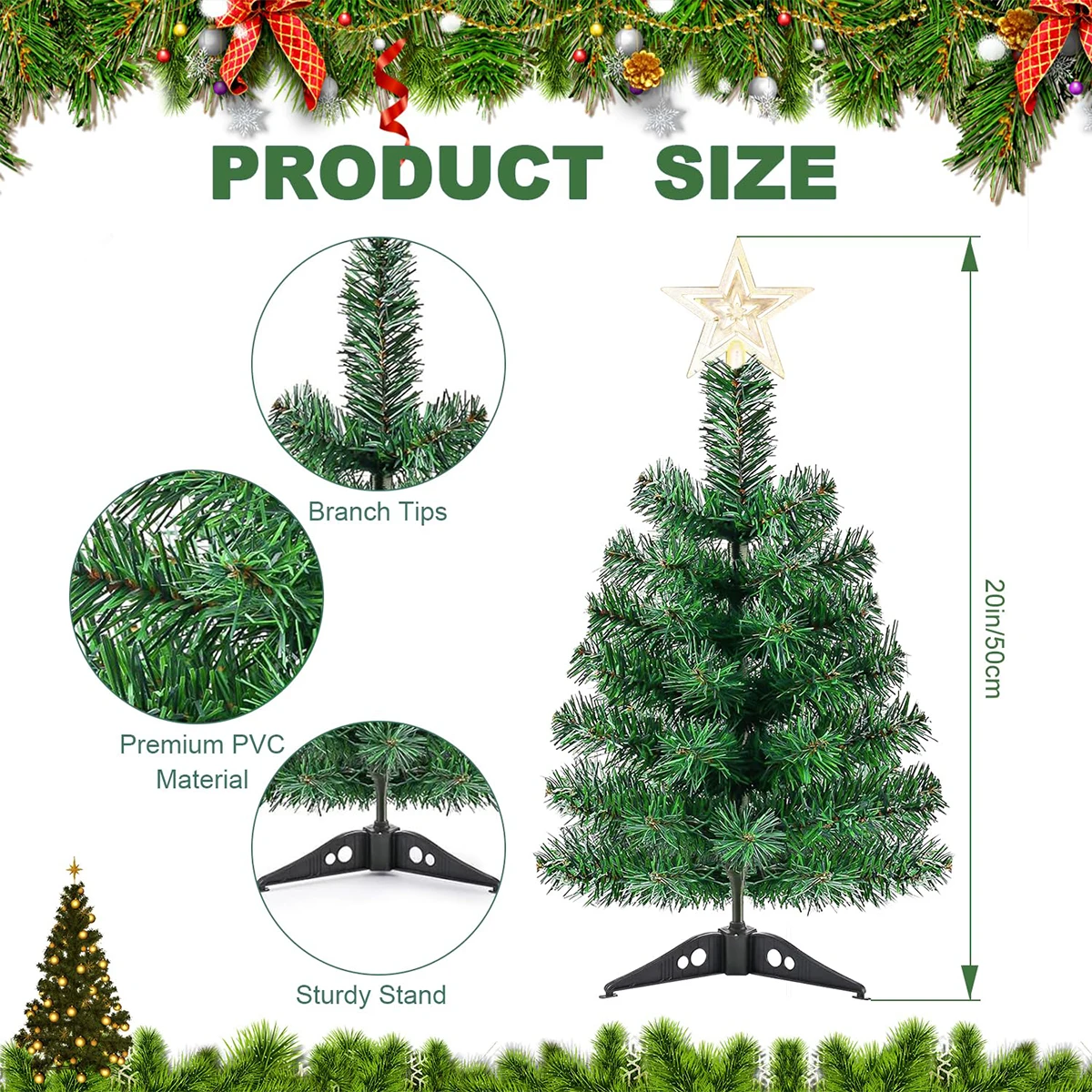 2025 New Year 50cm Christmas Tree Battery Xmas Gift Box With Creative Desktop Party Small Felt Pvc Pine Mini Ornaments Set Gifts