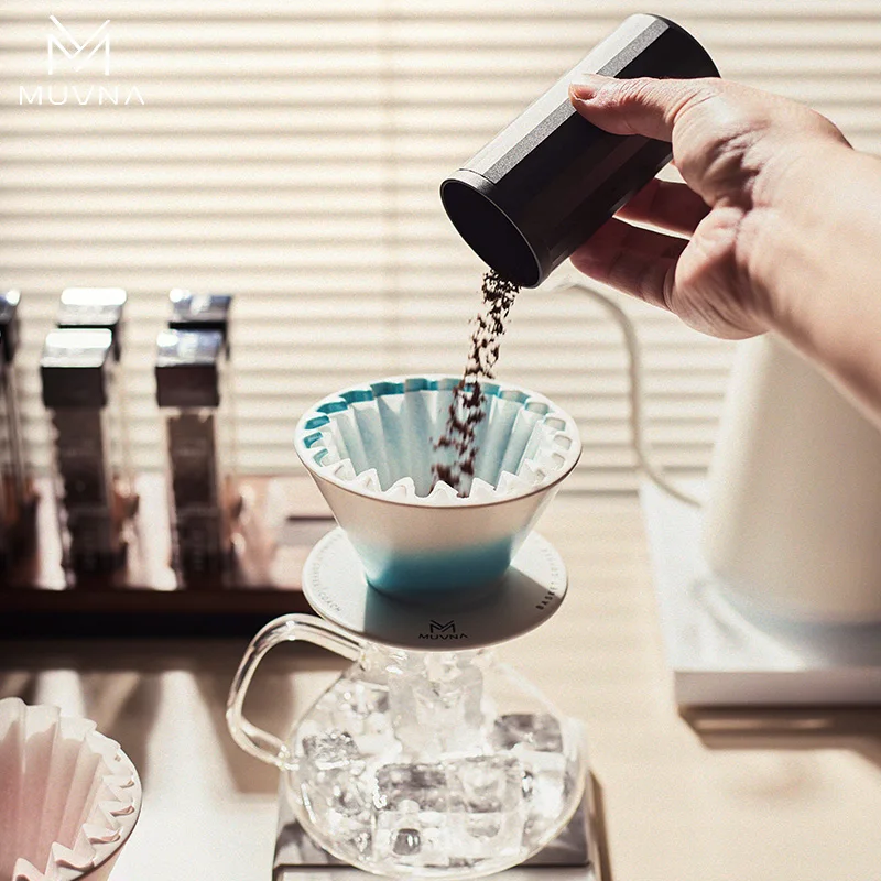 MUVNA กระดาษกรองธรรมชาติสําหรับเครื่องชงกาแฟแบบหยด, ขนาด 01/02, 1-2-4 ถ้วย, สีน้ําตาลไม่ฟอกขาว, 50 ชิ้น