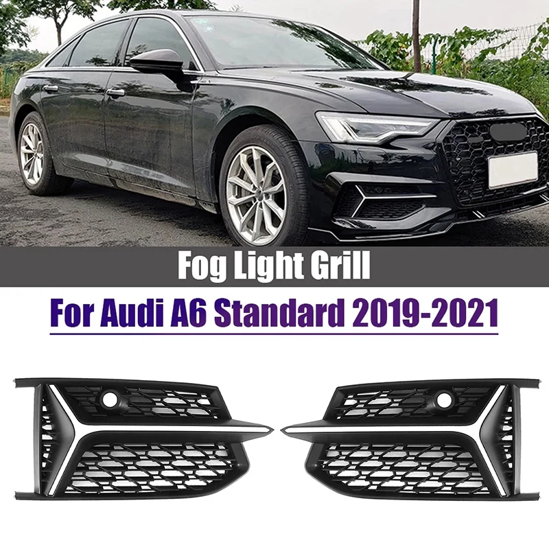 

Car Mesh RS6 Style Fog Light Grilles Grills Black + Silver Accessories Kits For A6 C8 S6 2019 2020