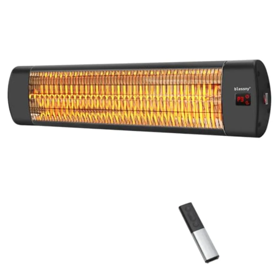 Outdoor Heater for Patio 1500W Wall Mounted Electric Infrared Heaters for Garage Workshop Greenhouse 24 Hours Timer with Remote