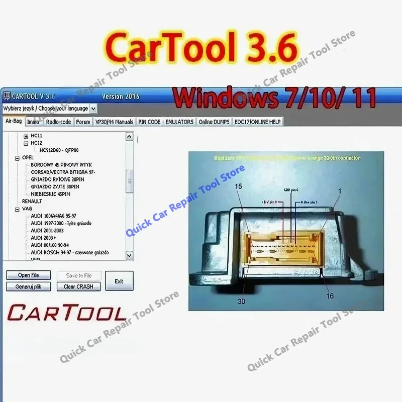 2026 hot selling newest  CarTool 3.6 Car tool for Immo and Airbag Reset Car repair software Windows 7/ 10/  11