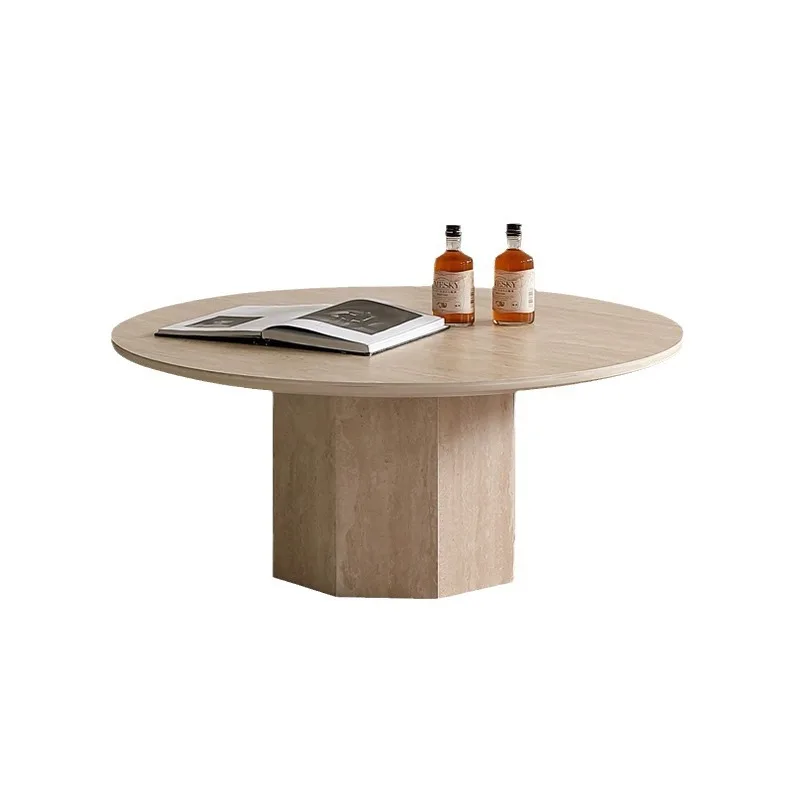 

Log style, coffee table, pastoral style, round, designer, French style, travertine, rock slab