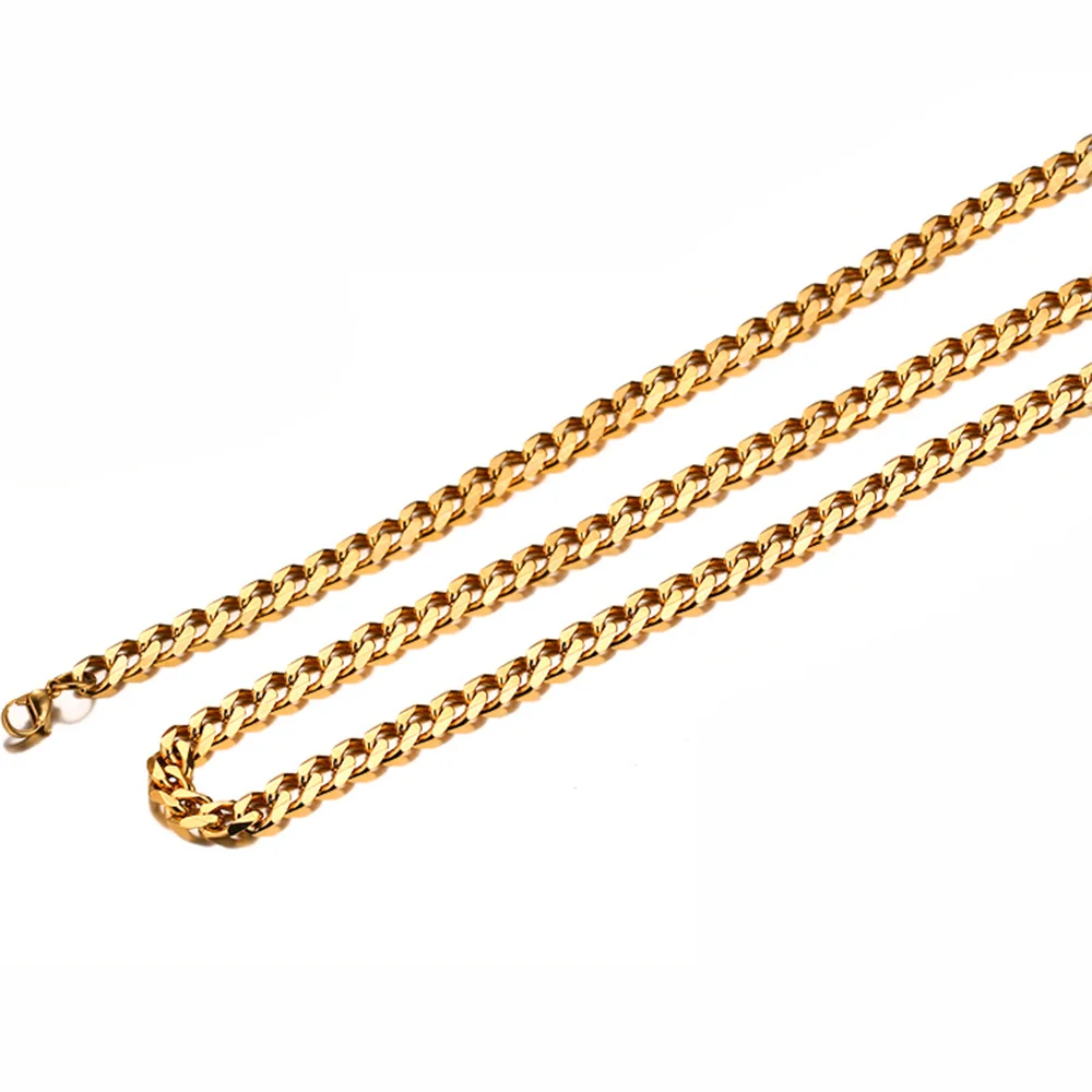 Punk Mode Cuban Link Kette 4mm Gold Farbe Edelstahl Kette Halskette Für Frauen Männer Hip Hop Party Schmuck geschenk 2025