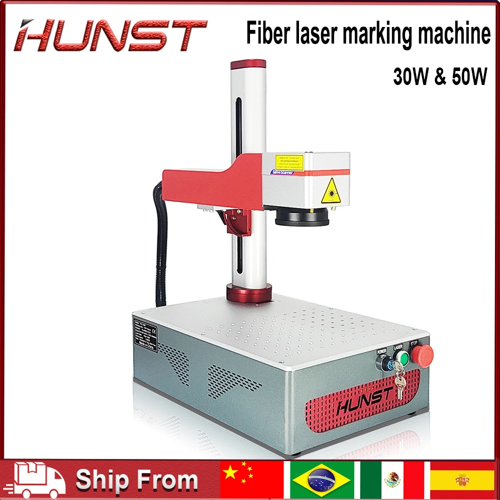 Hunst Small Laser Marking Machine MAX 30W Portable Foldable Mini Fiber Engraving Machine for DIY Marking Gifts Metal Engraving