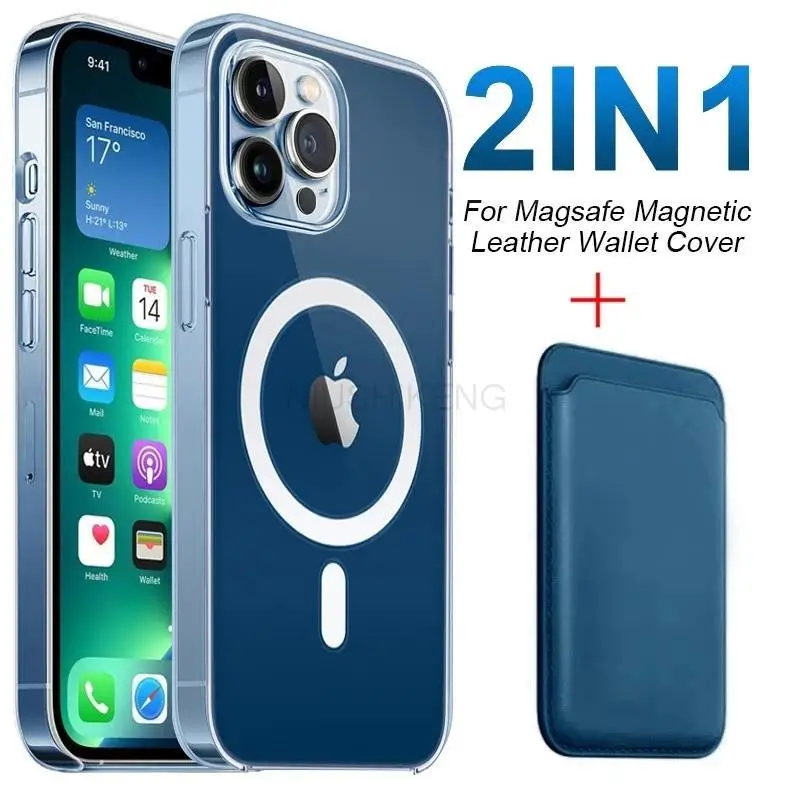 For Magsafe Magnetic Wireless Charging Case For iPhone 15 13 14 12 11 Pro MAX Mini XR XS Plus Leather Wallet Card Holder Cover